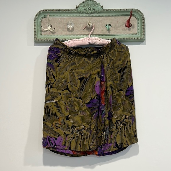 Vintage 90s Melrose faux wrap, mini skirt, women’s size 12 tropical print - Picture 1 of 6